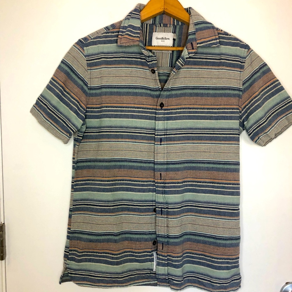 Goodfellow & Co Short Sleeve Striped Button Front Casual Shirt size small